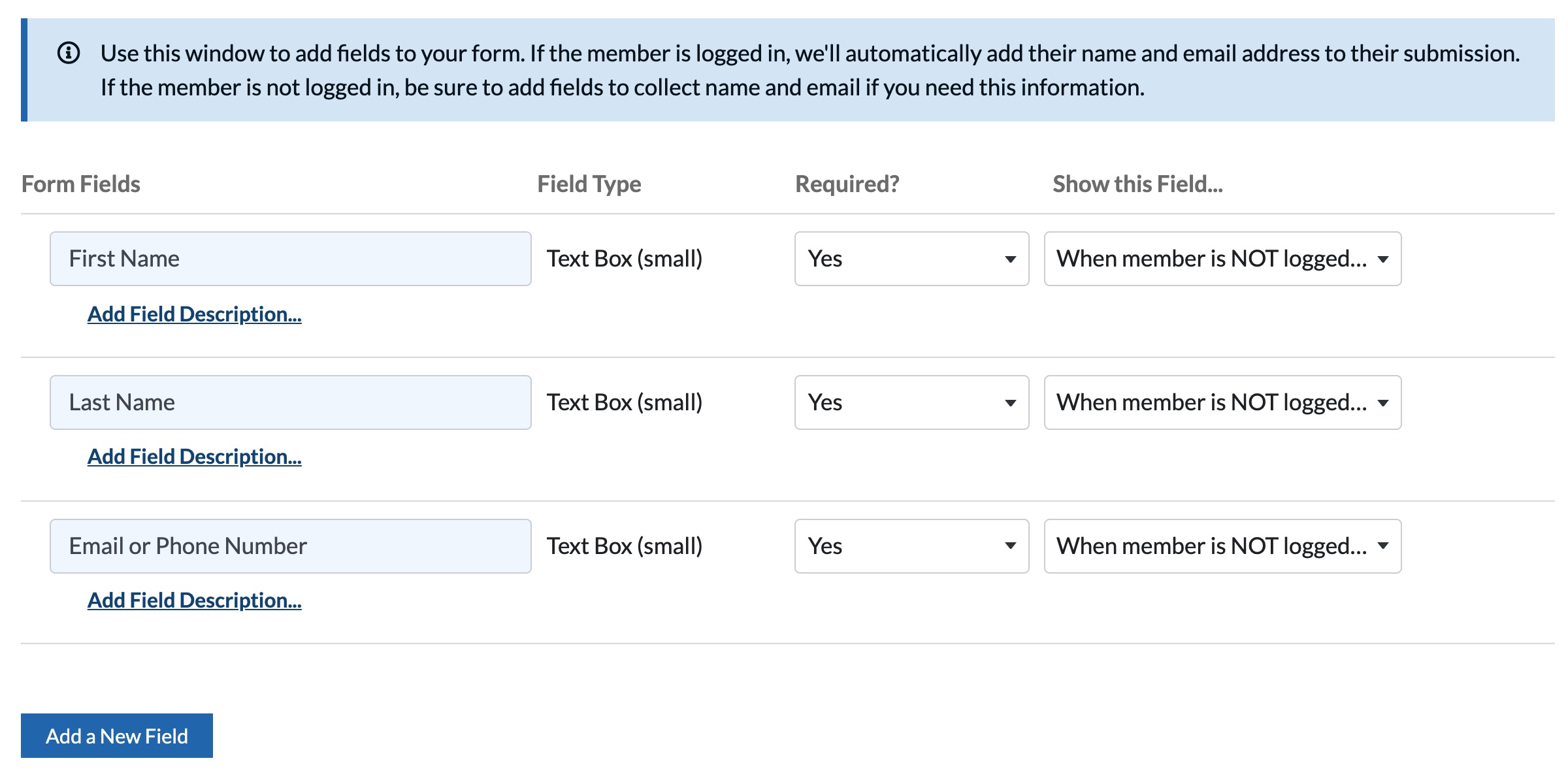 Create Connect Fields