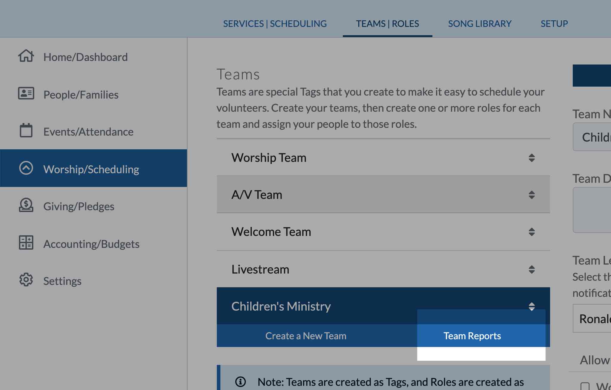 Team Schedule Report