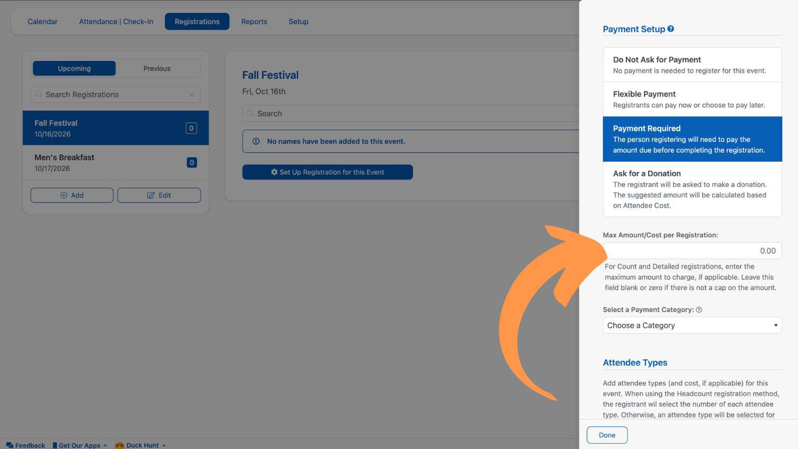 Creating New Registrations Attendee Types and Cost 3