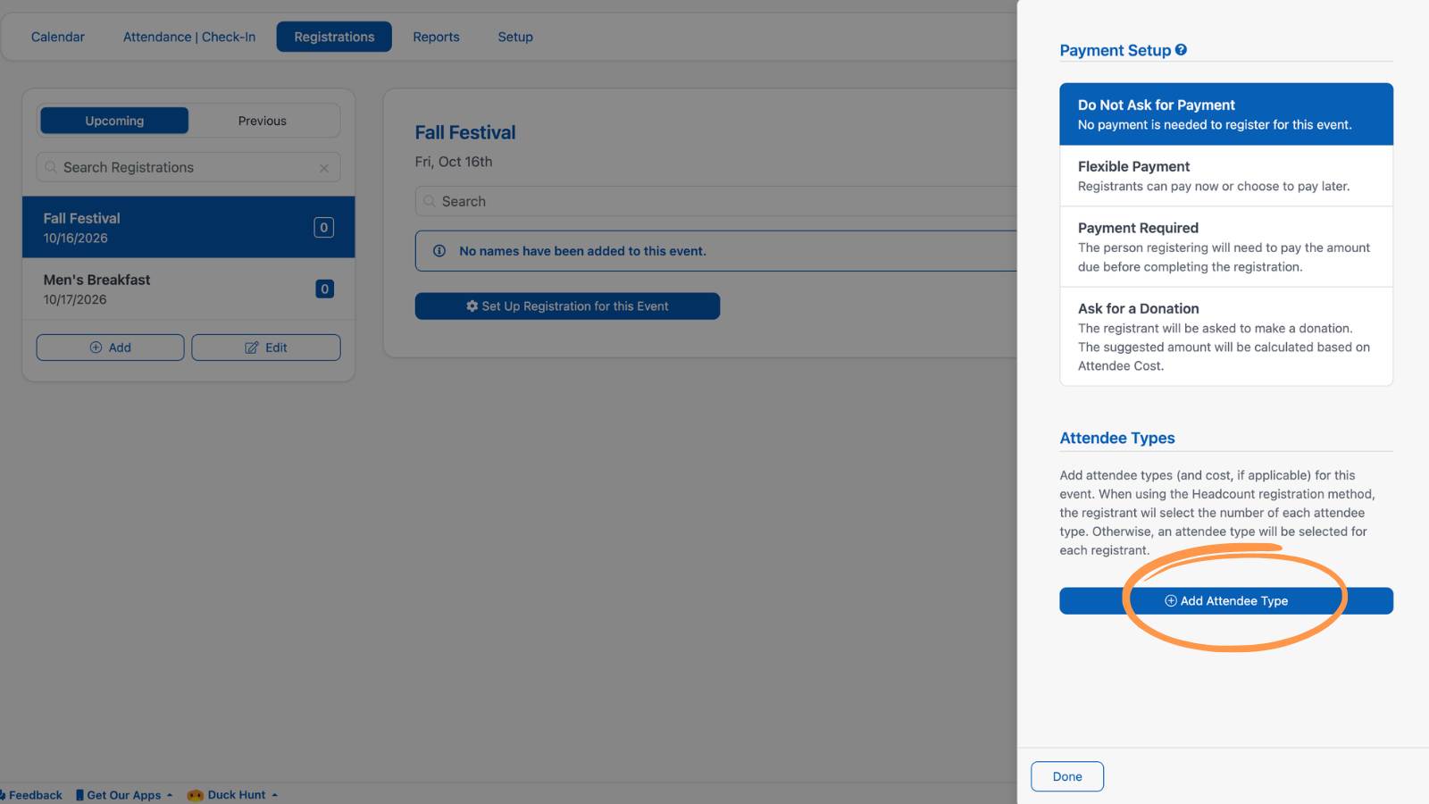 Creating New Registrations Attendee Types and Cost
