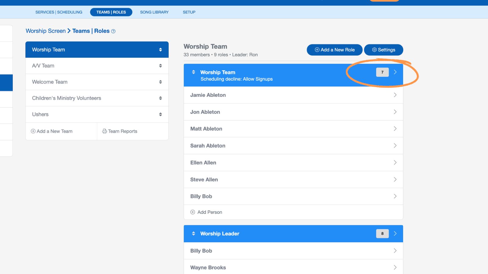 Support Worship Scheduling Teams and Roles Add New Person 3