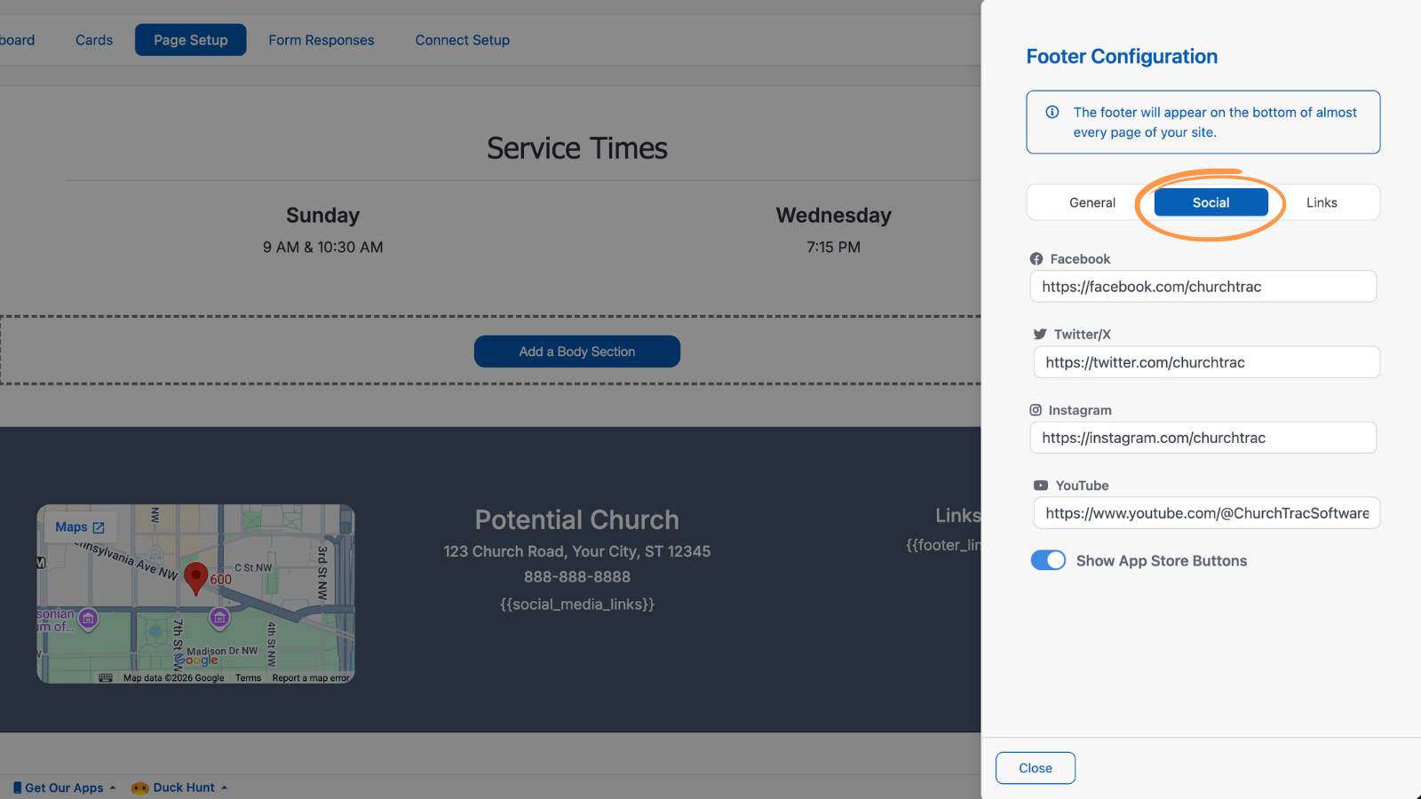 How to Build a Church Website Footer Edit Social