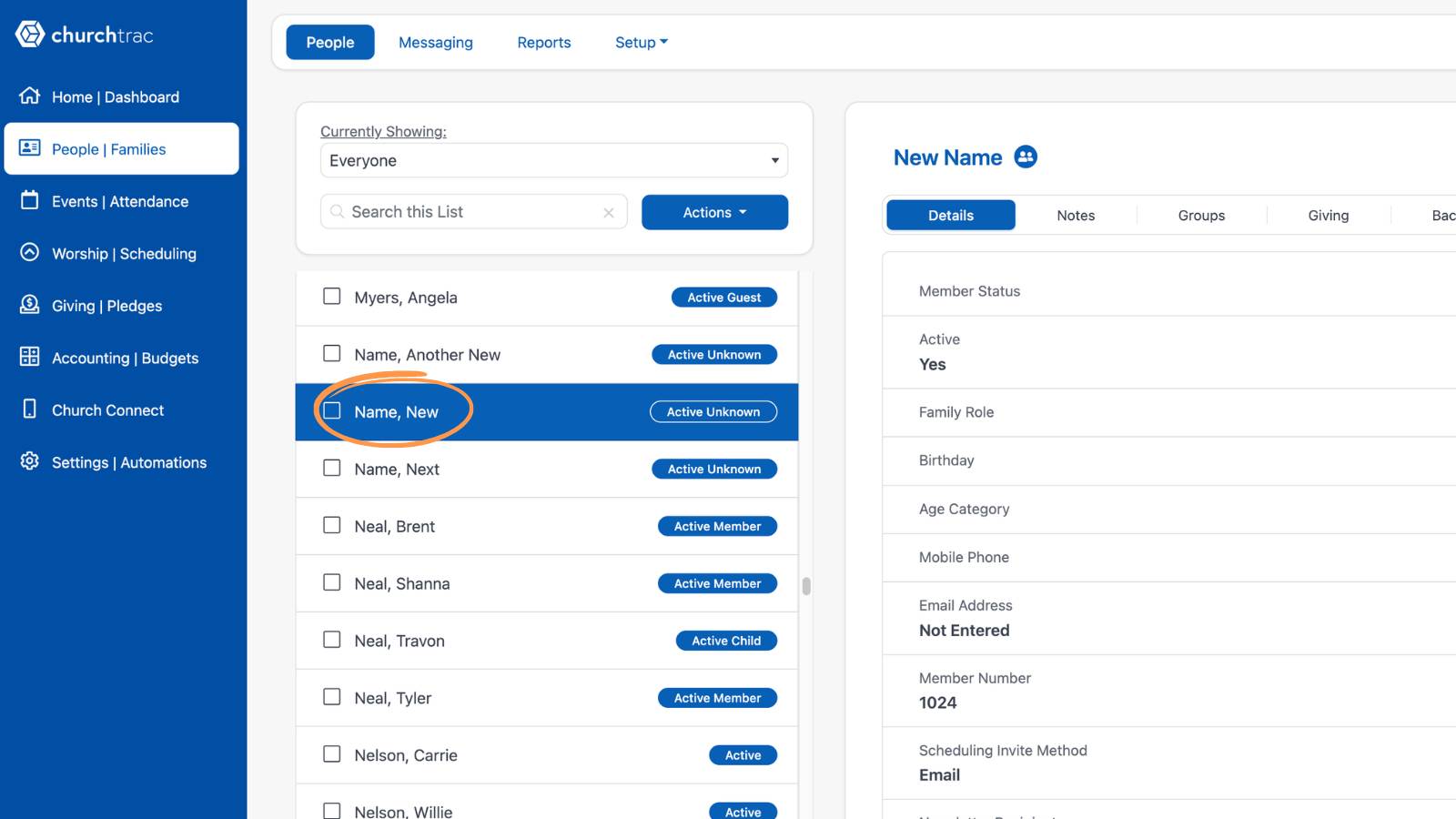 Getting Started With People Add Names Menu 3