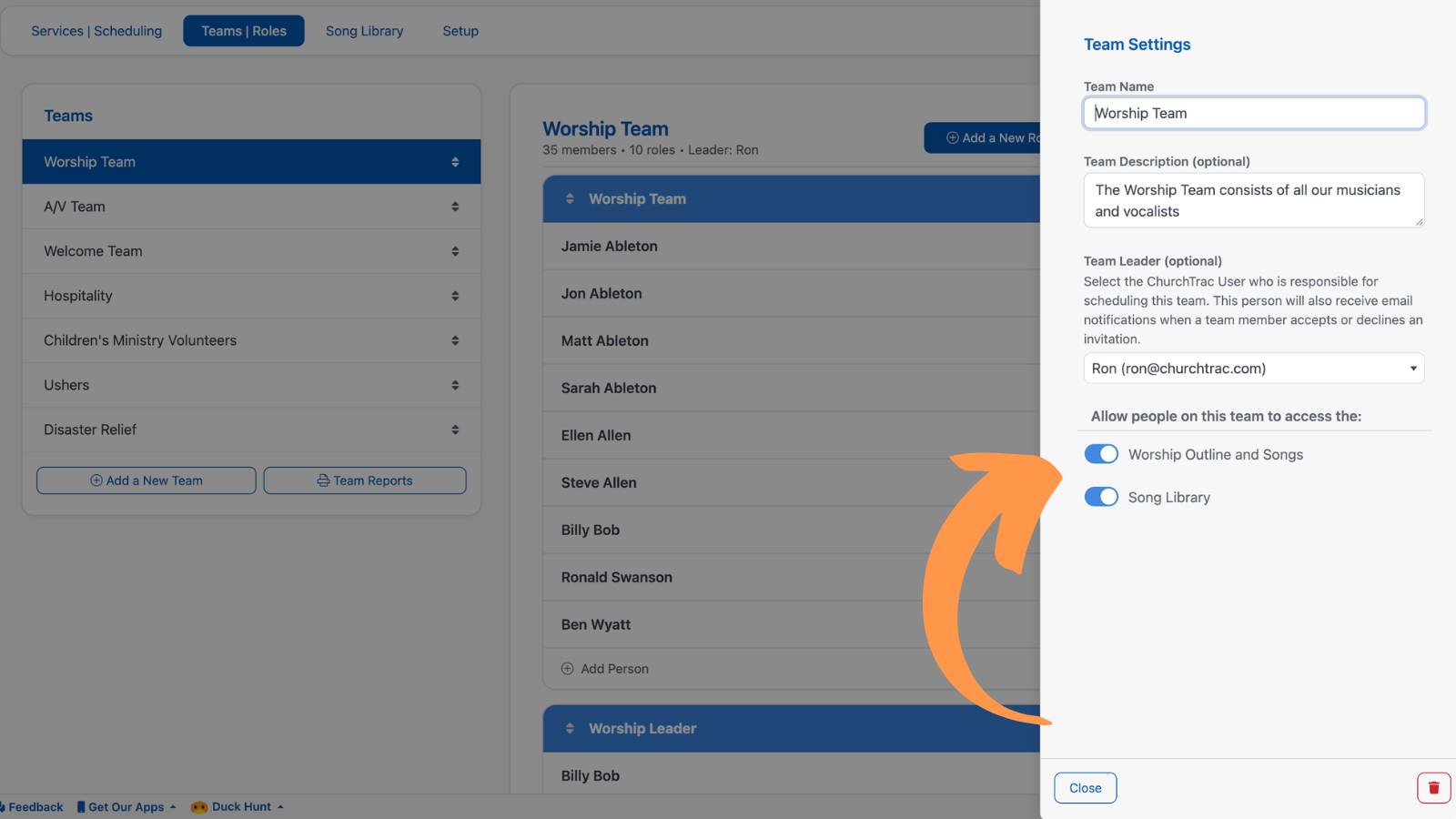 Worship Teams and Roles Settings 2