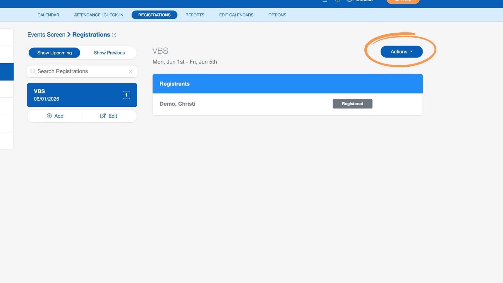 Support Events and Registrations View 3