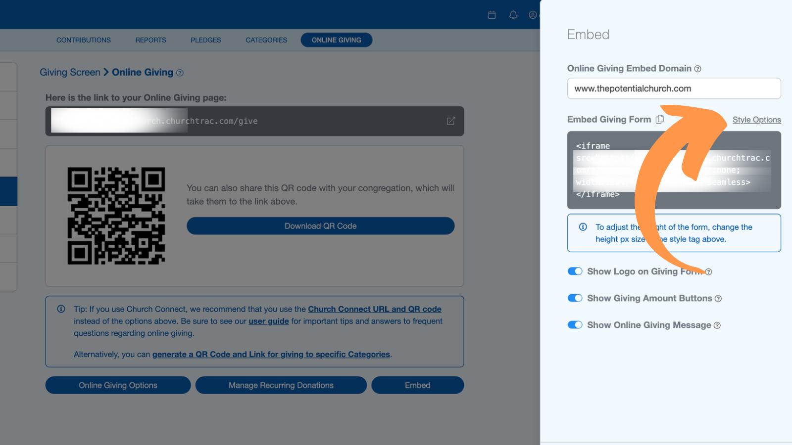 Church Connect Embedding Giving Form 4