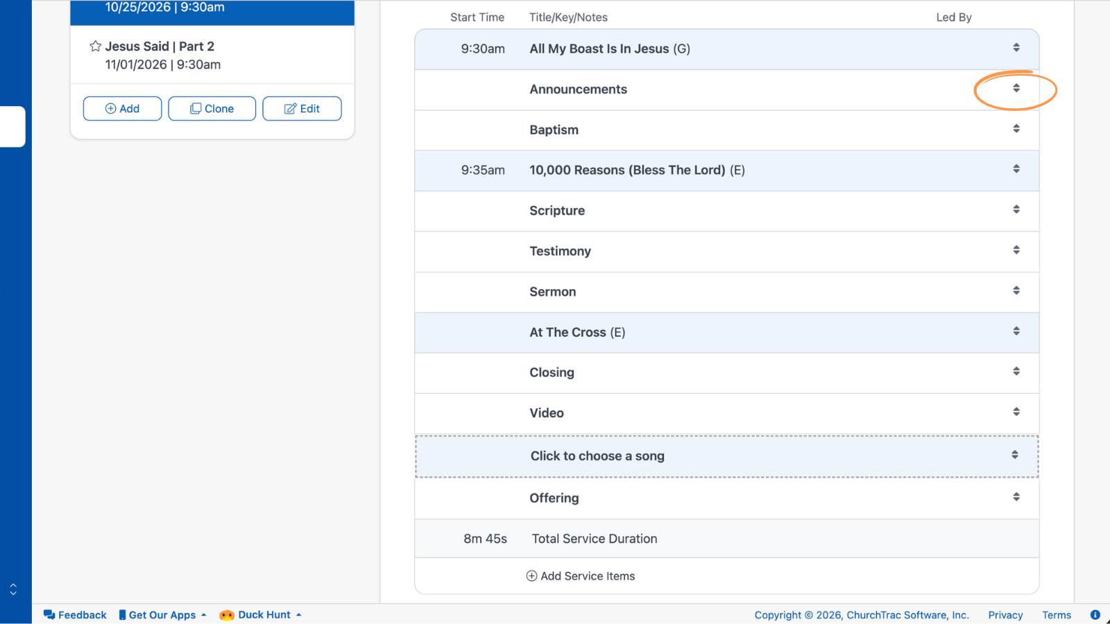 Worship Services and Scheduling Outlines 9