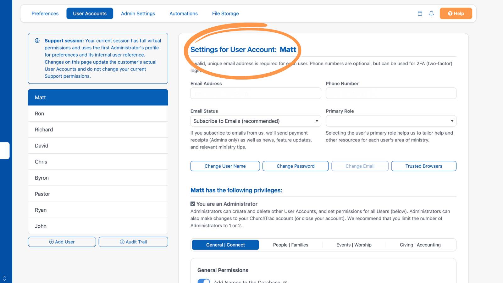 Settings User Accounts Settings