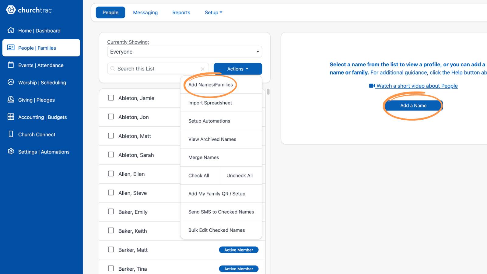 Getting Started With People Add Names