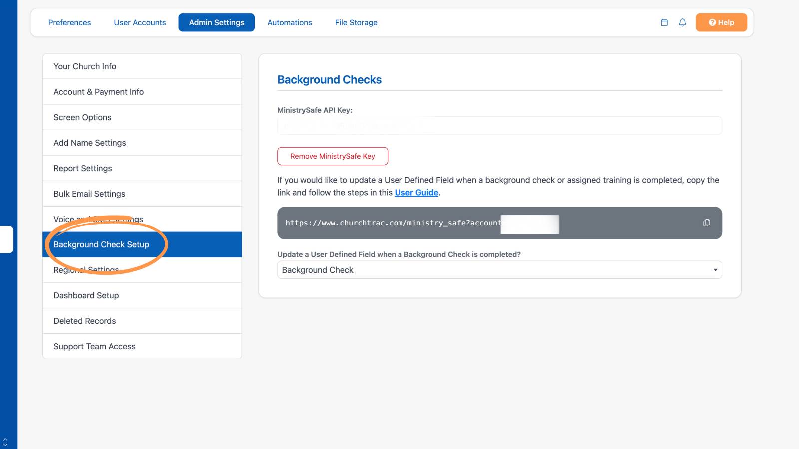 Settings Admin Settings Background Check