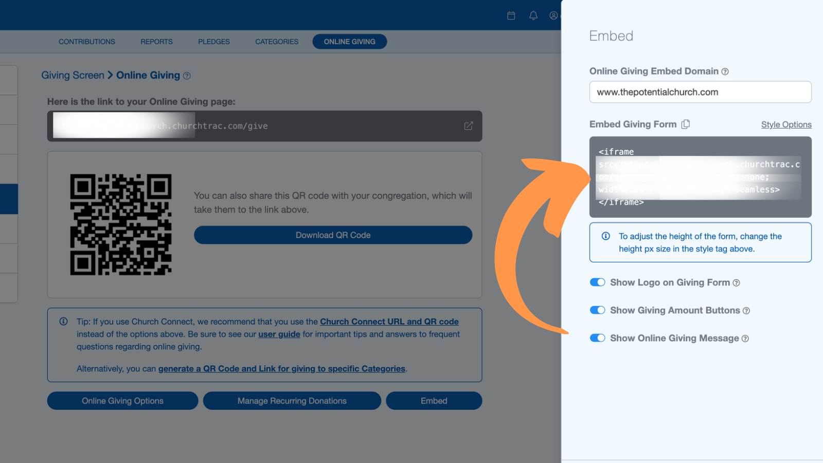 Church Connect Embedding Giving Form 3