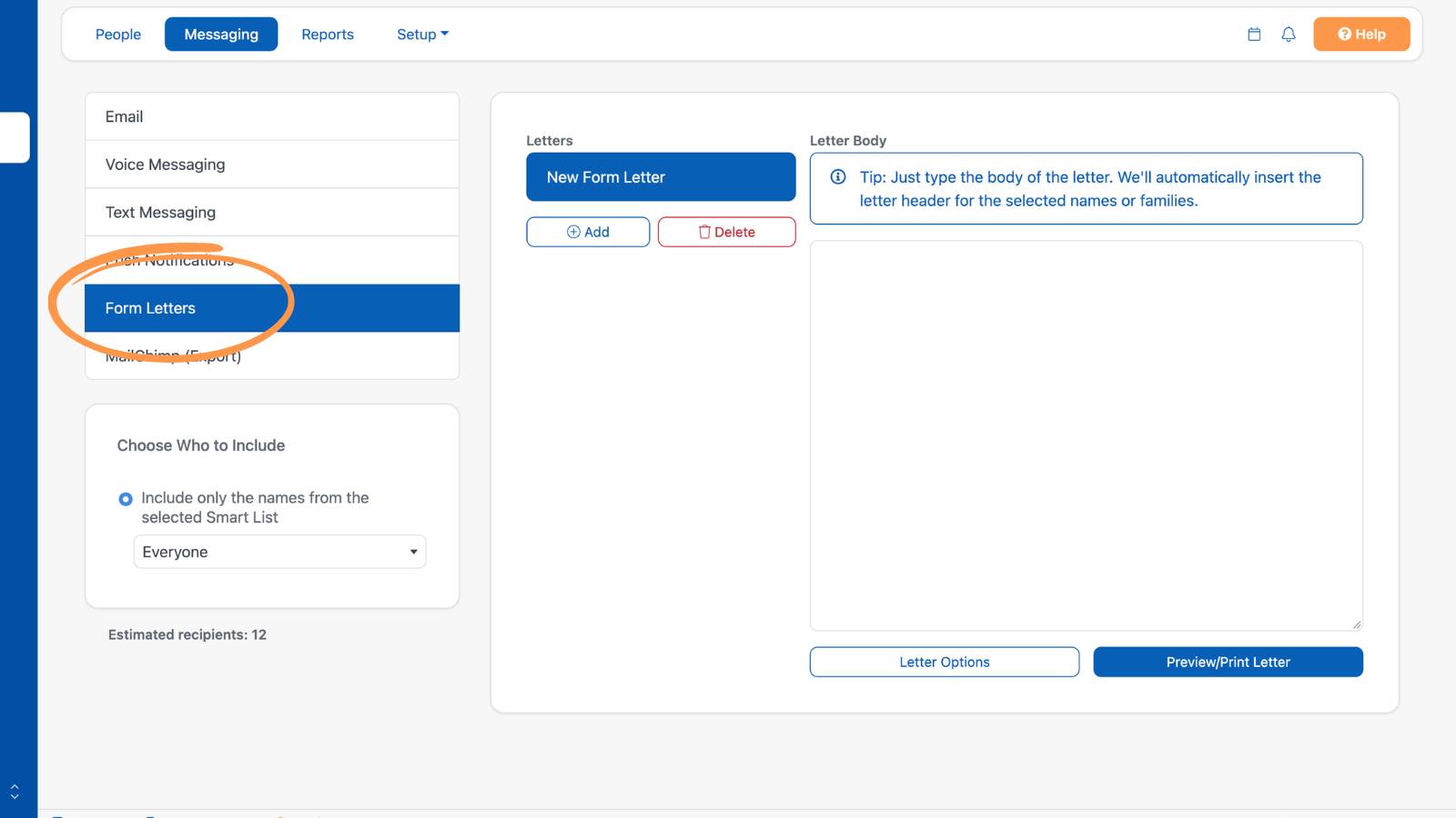 People Messaging Messaging Your Church Form
