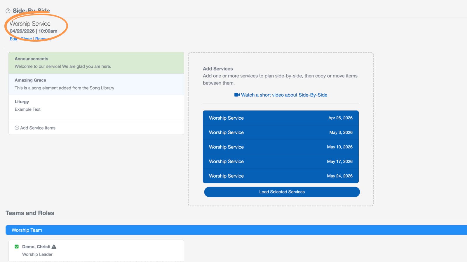 Support Worship and Scheduling Side by Side Service