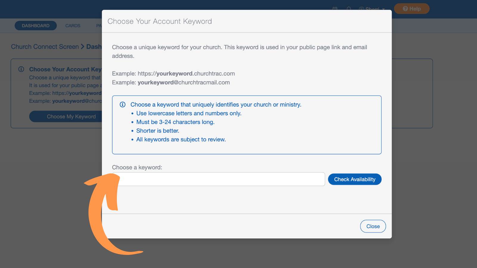Church Connect Keyword