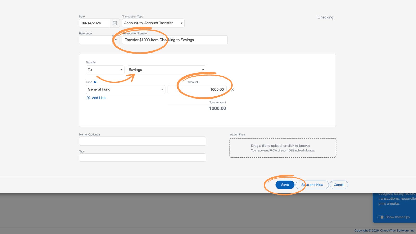 Support Accounting Account to Accout Transfer Fund 8