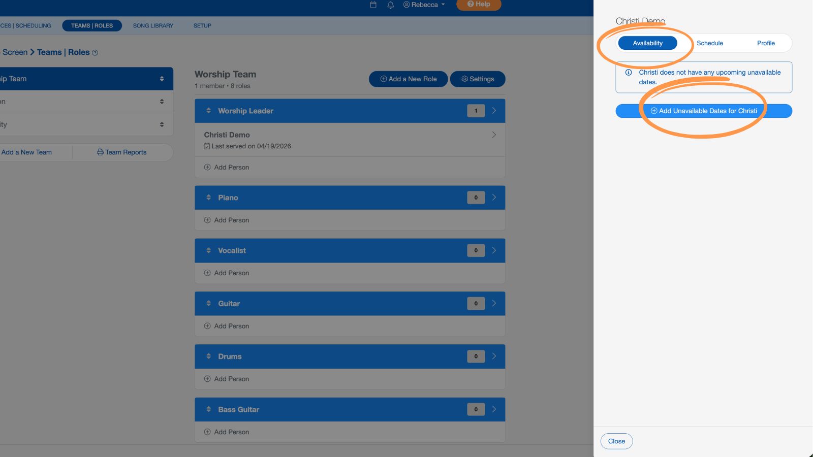 Support Worship and Scheduling Managing Team Members 3