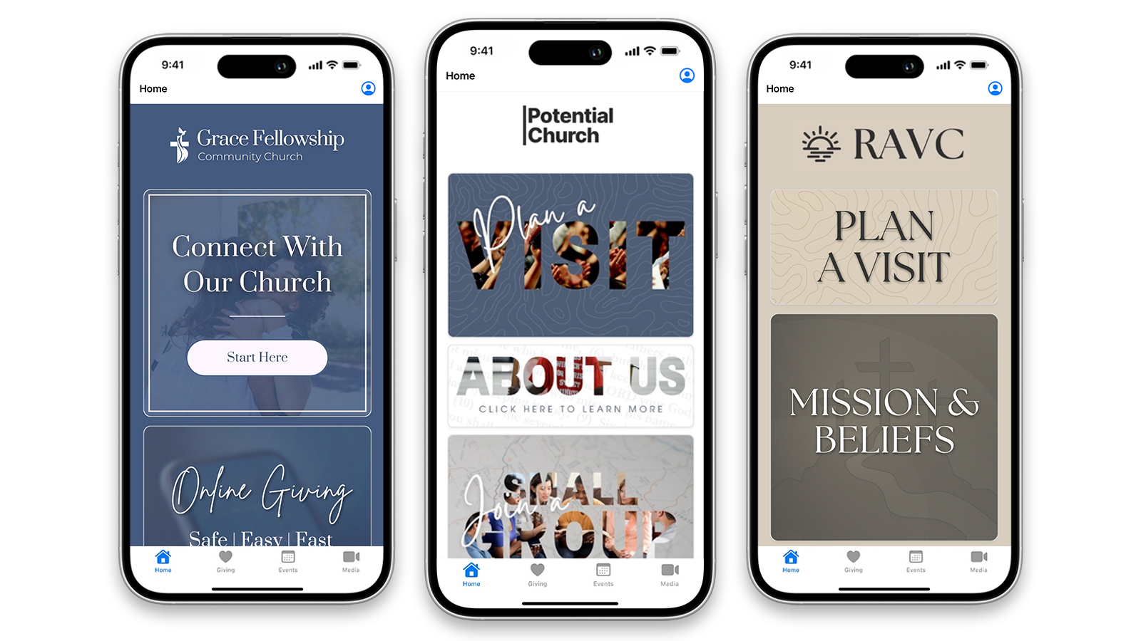 Church Connect App   3 Phones