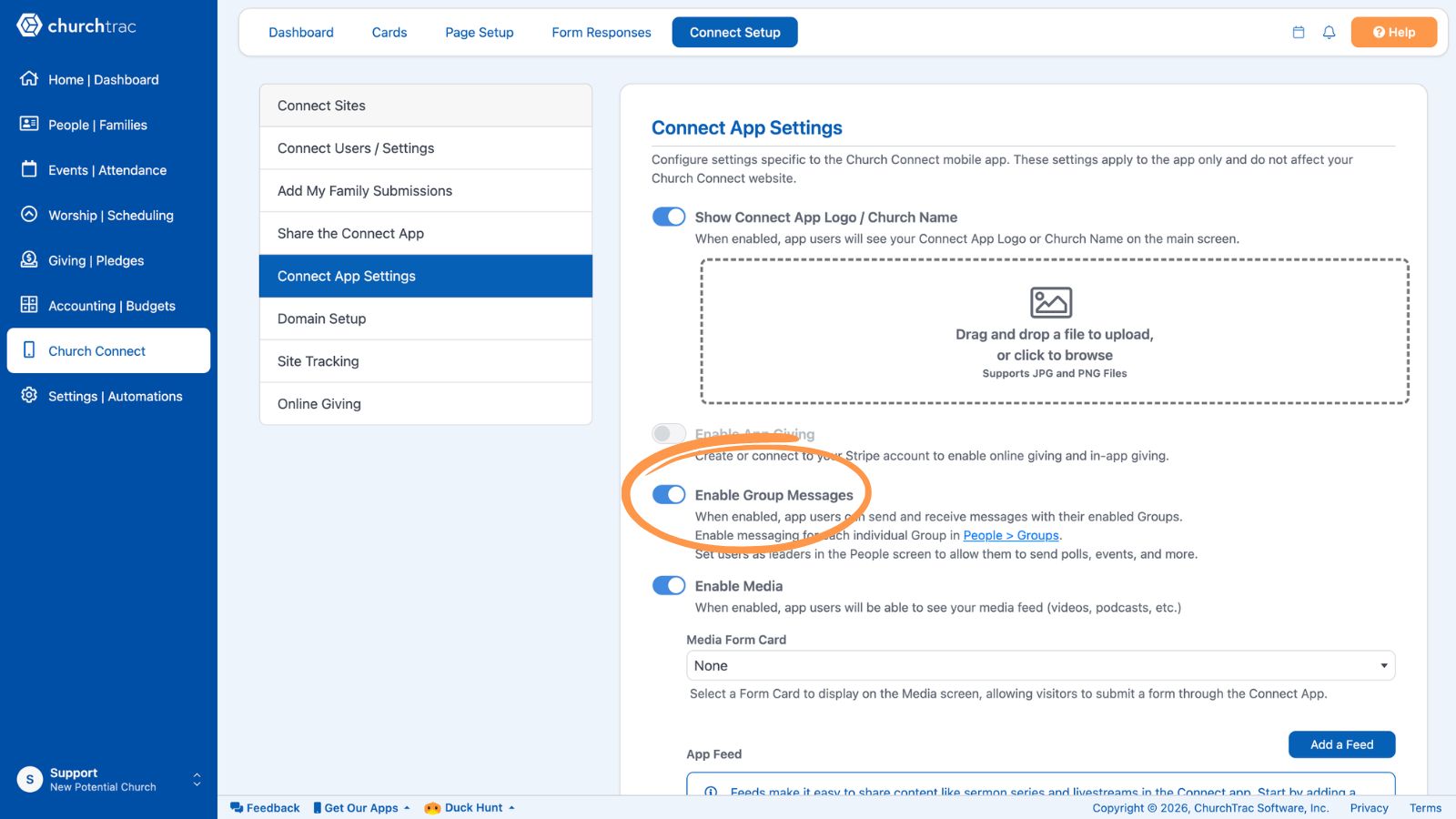 Church Connect Connect Setup Connect App Settings Groups