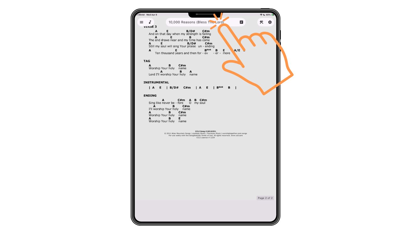 Support Worship Scheduling App Songs 2