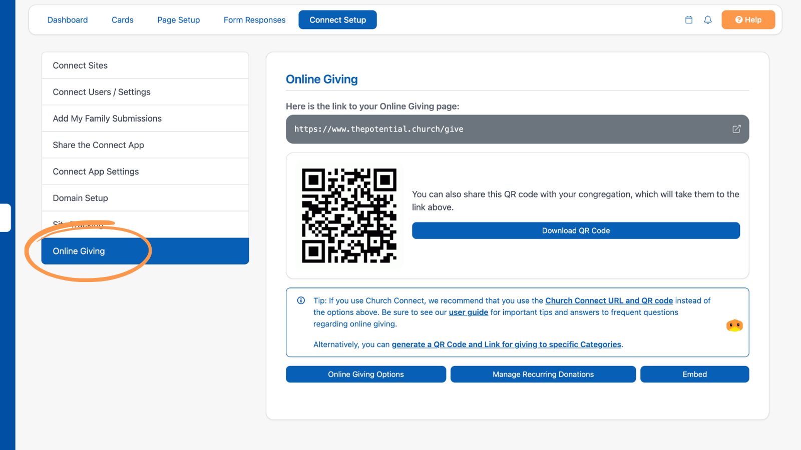 Church Connect Connect Setup Online Giving