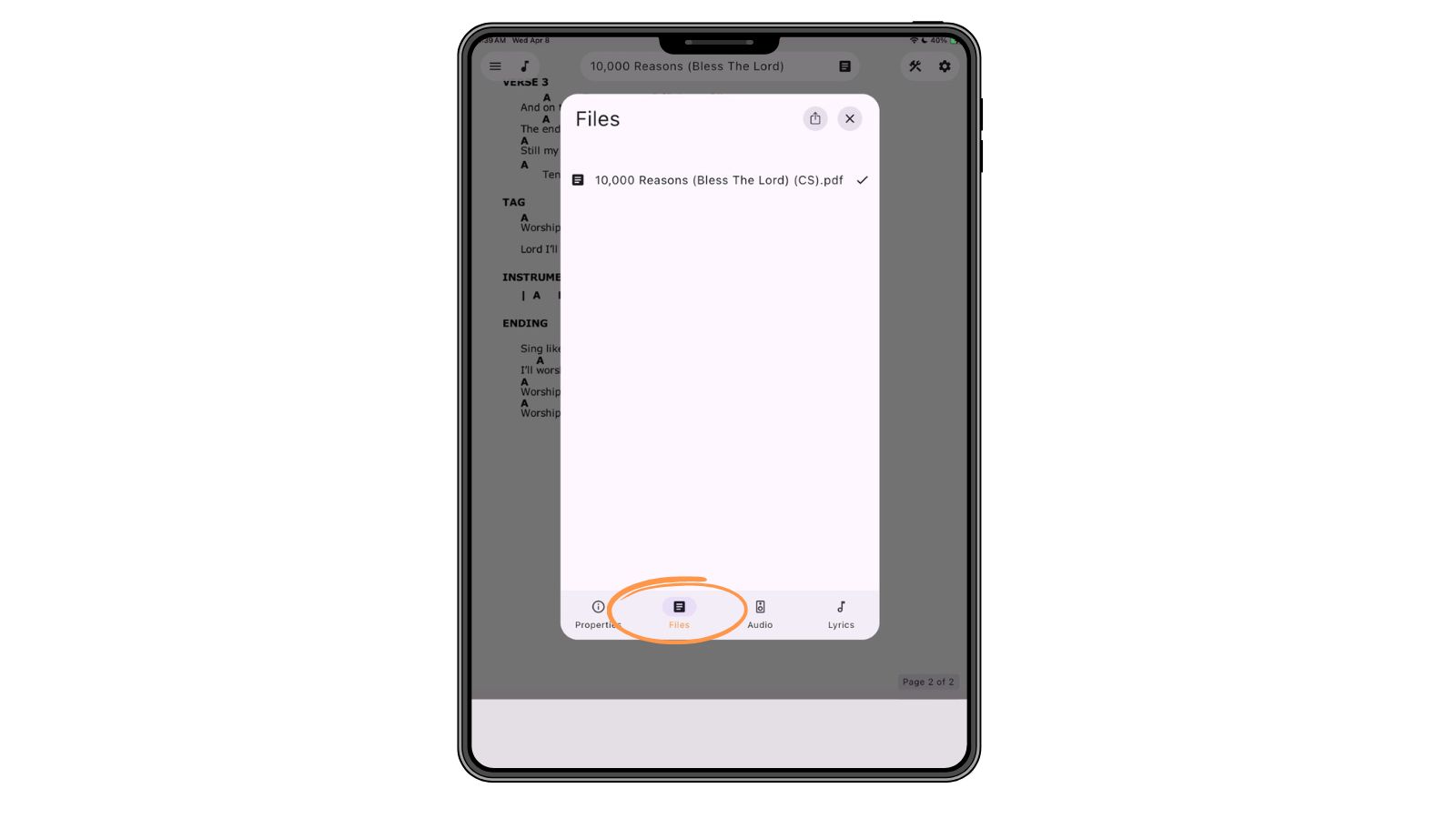 Support Worship Scheduling App Songs 4