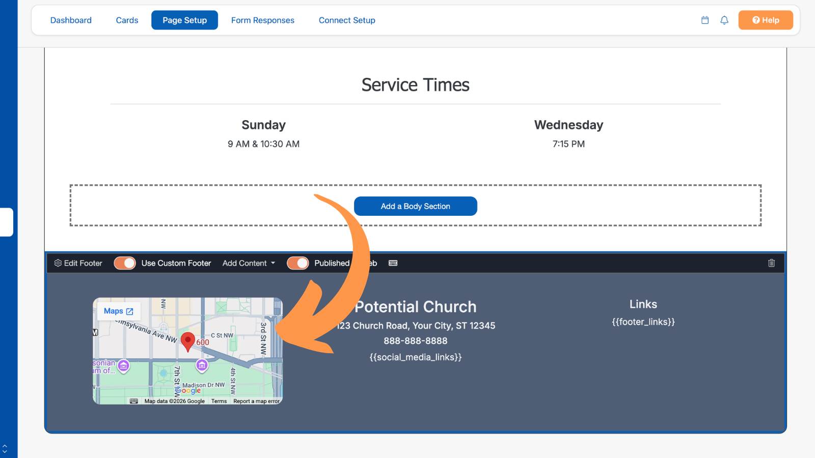 How to Build a Church Website Footer Map