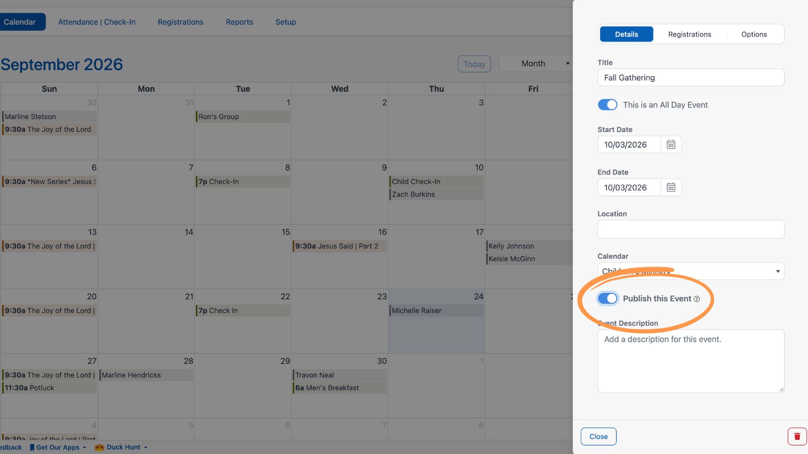 Church Connect How to Build a Church App Publish Events