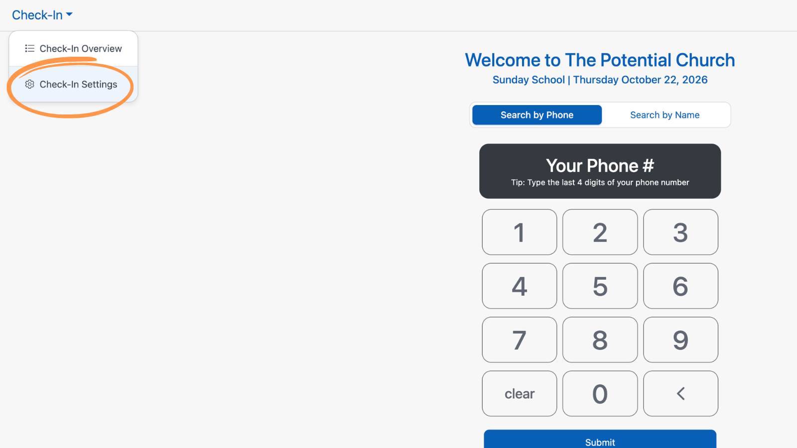 Check in Computer Check in Settings