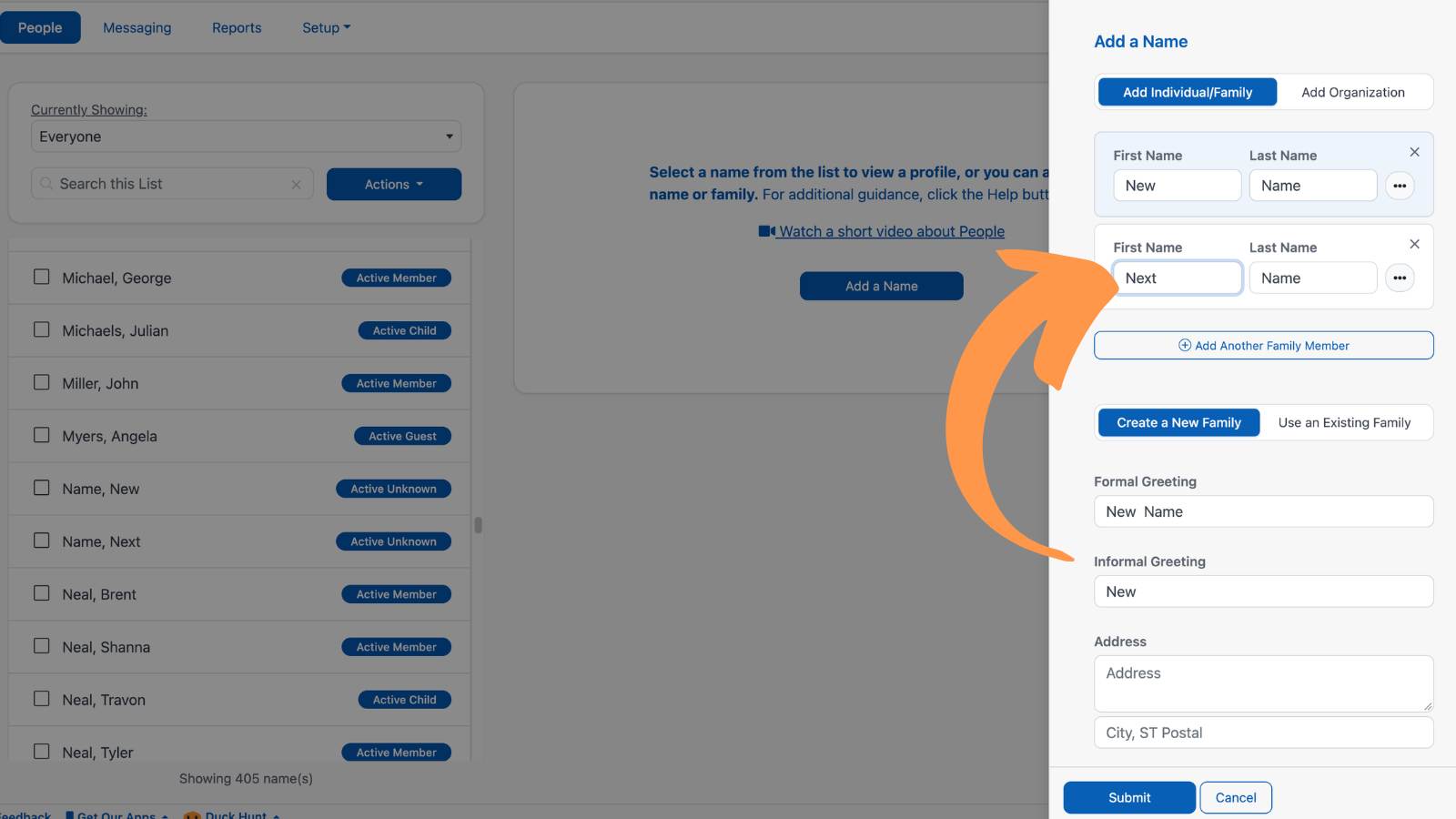 Getting Started With People Add Names Menu 4