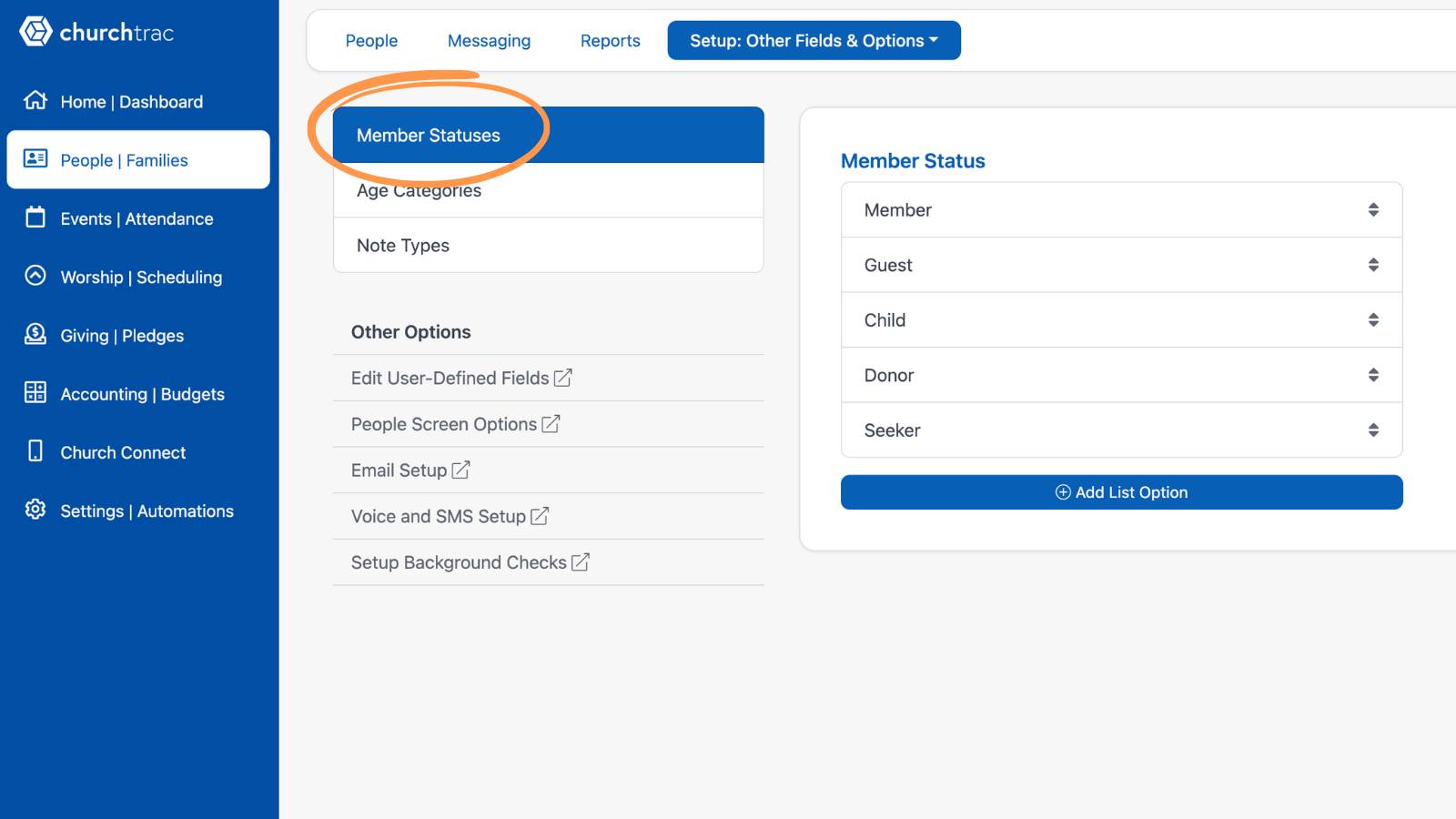 Getting Started With People Navigating Setup Other Fields Member Status