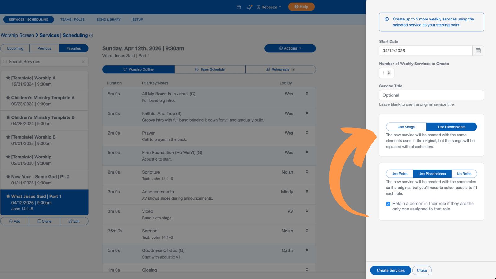 Support Worship Scheduling Favorite Services 5