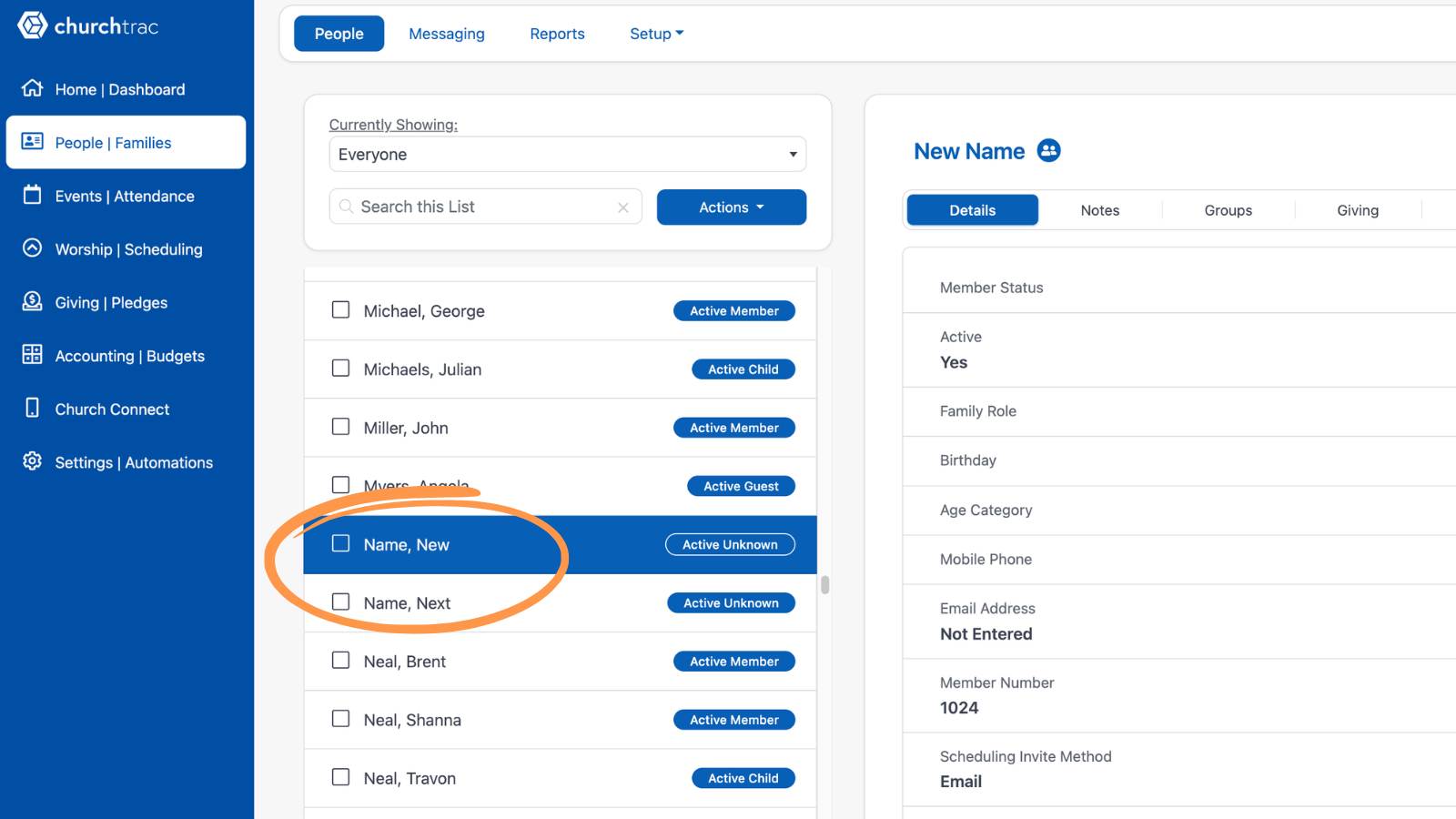 Getting Started With People Add Names Menu 5