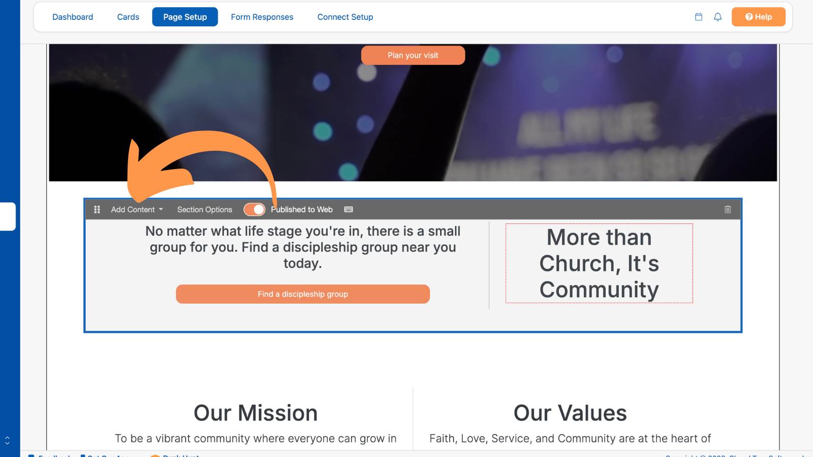 How to Build a Church Website Body Section