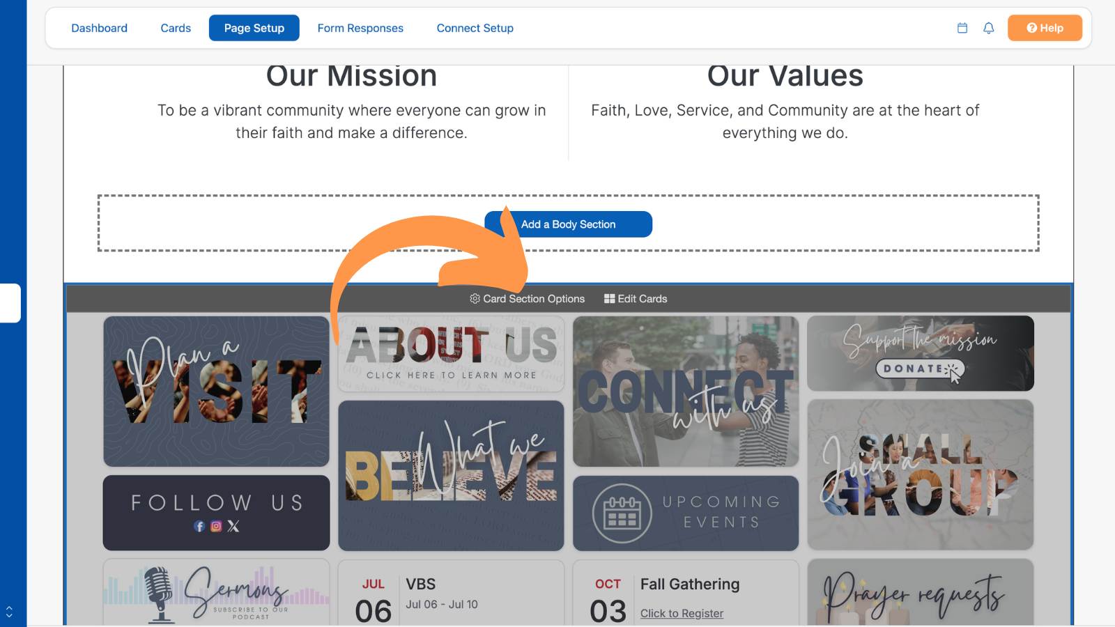 How to Build a Church Website Cards