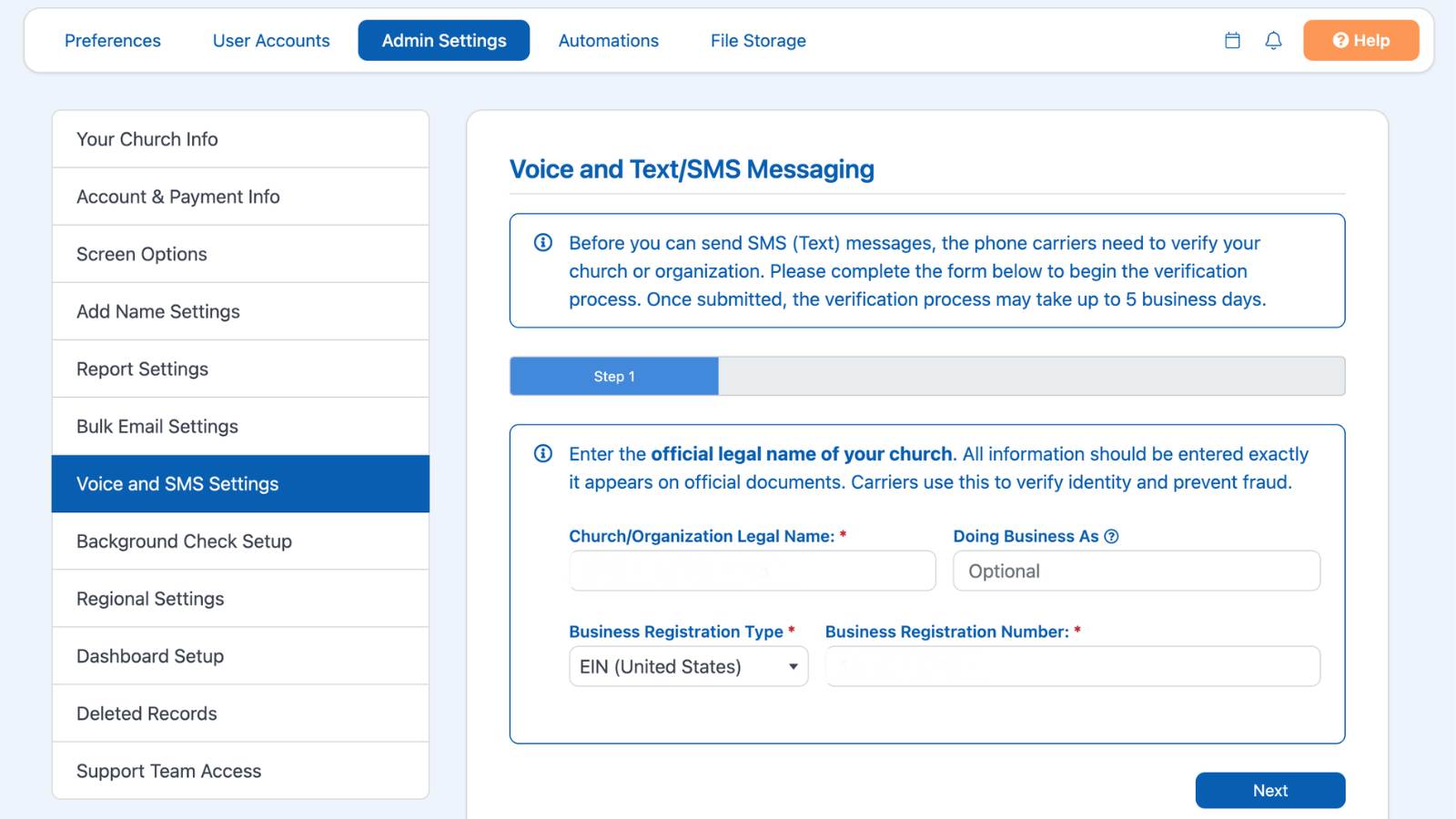 Settings Admin Settings Sms