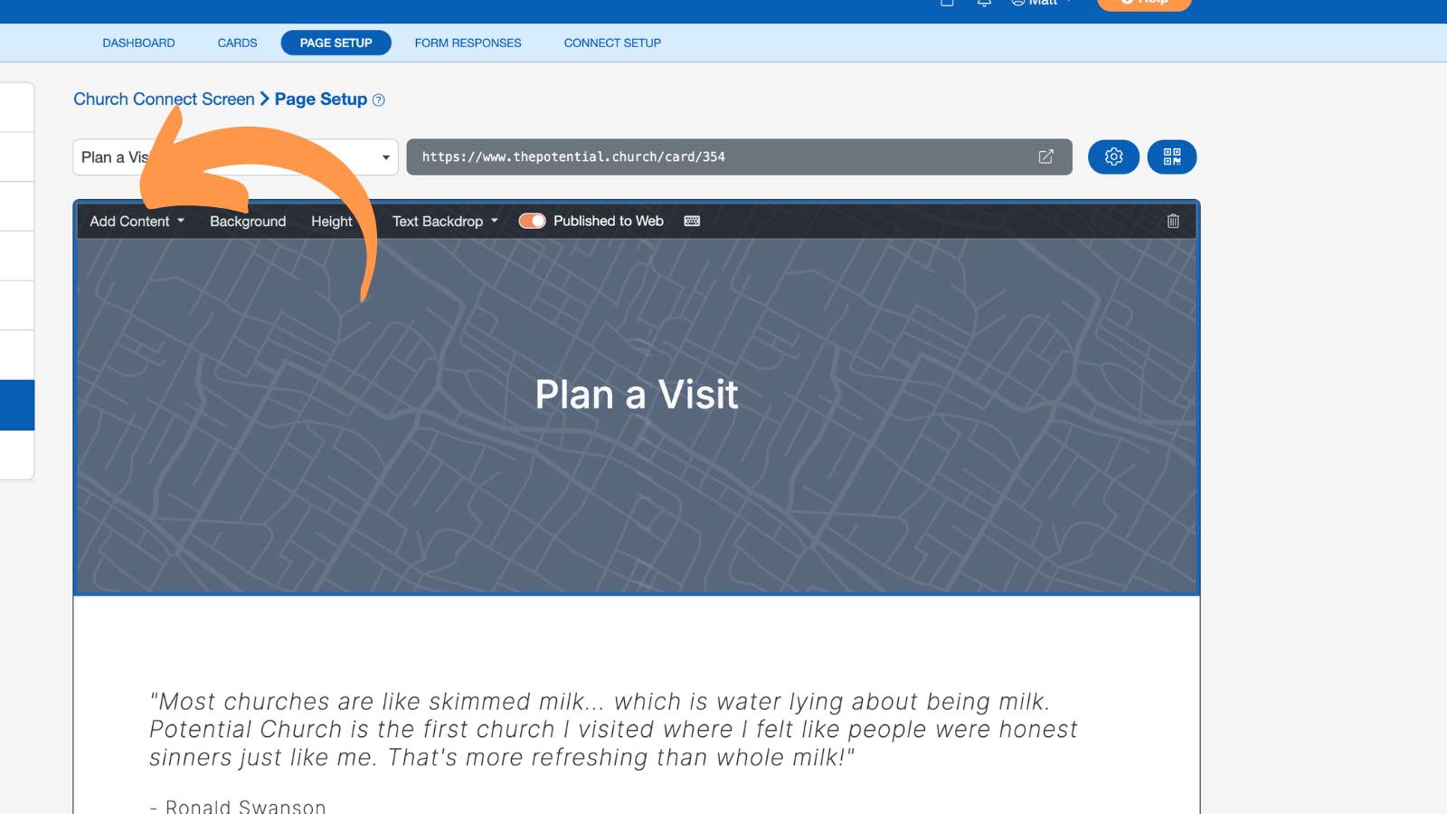 Church Connect Page Setup 50