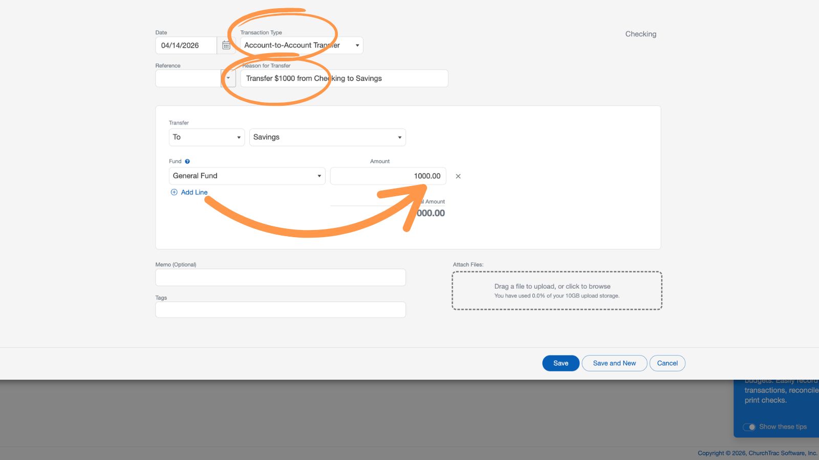Support Accounting Account to Accout Transfer Fund 3