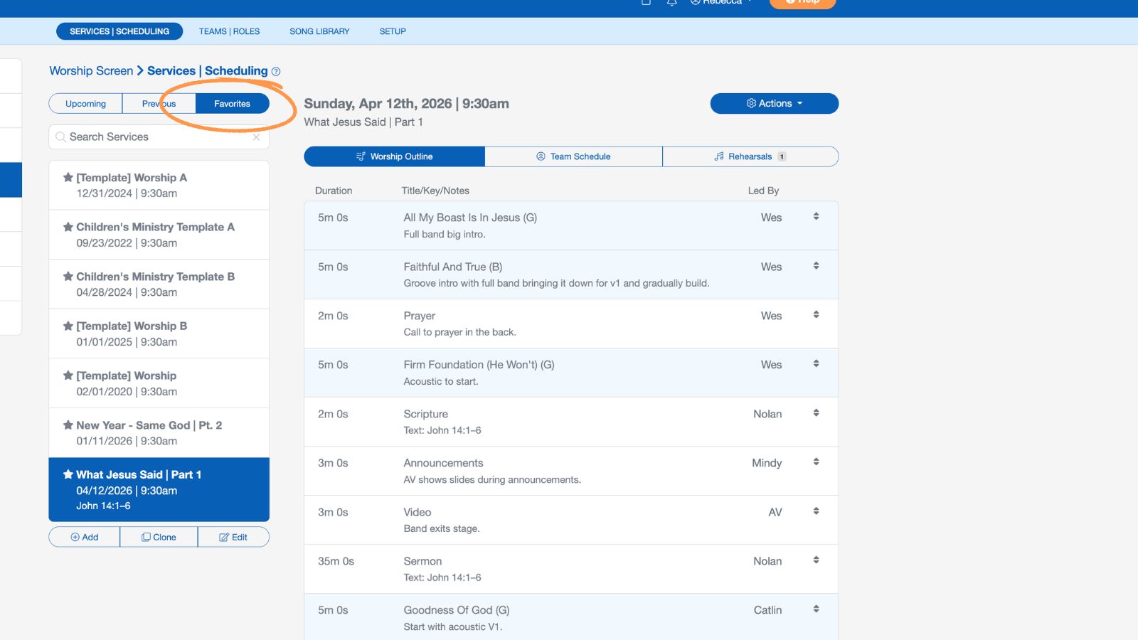 Support Worship Scheduling Favorite Services 2
