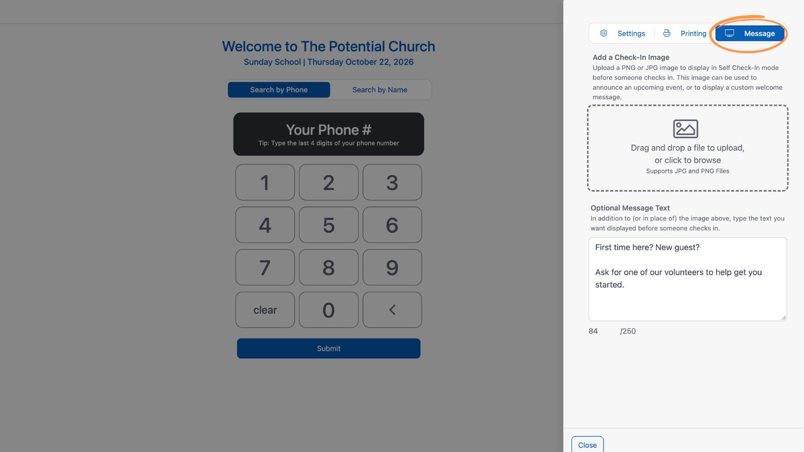 Check in Computer Check in Message