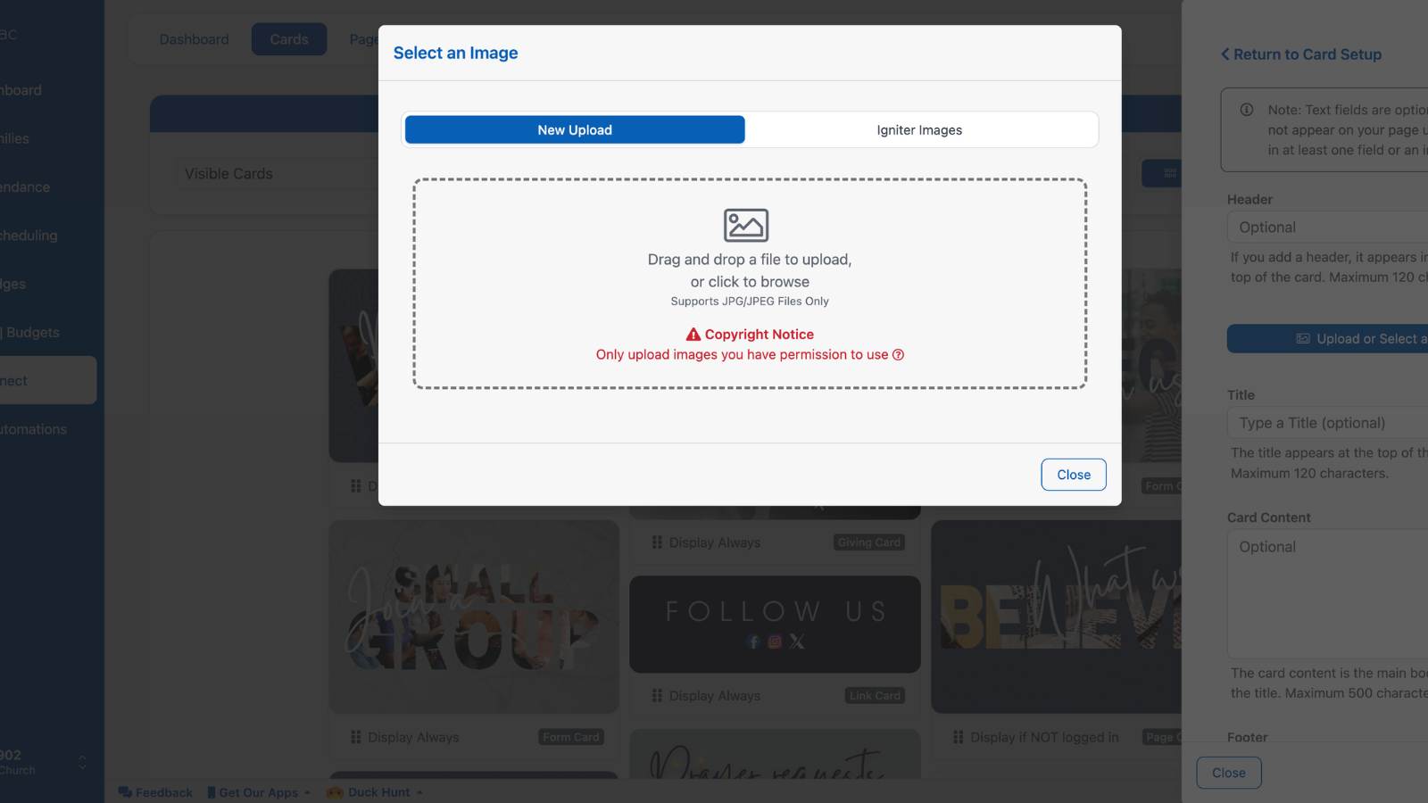 Creating and Editing Connect Cards Upload an Image 2