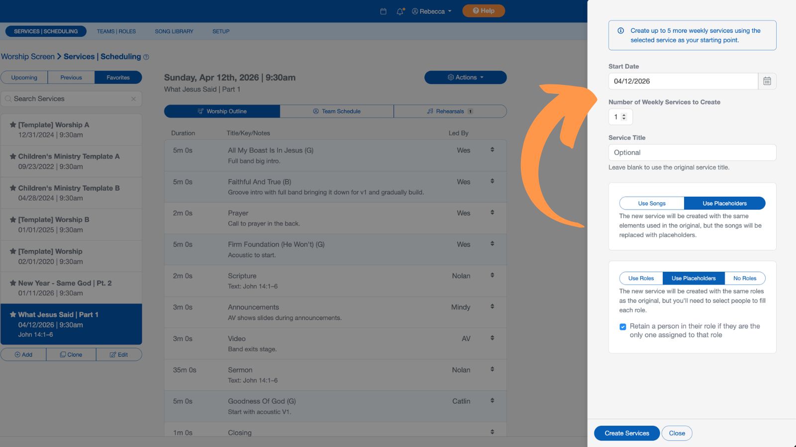 Support Worship Scheduling Favorite Services 4