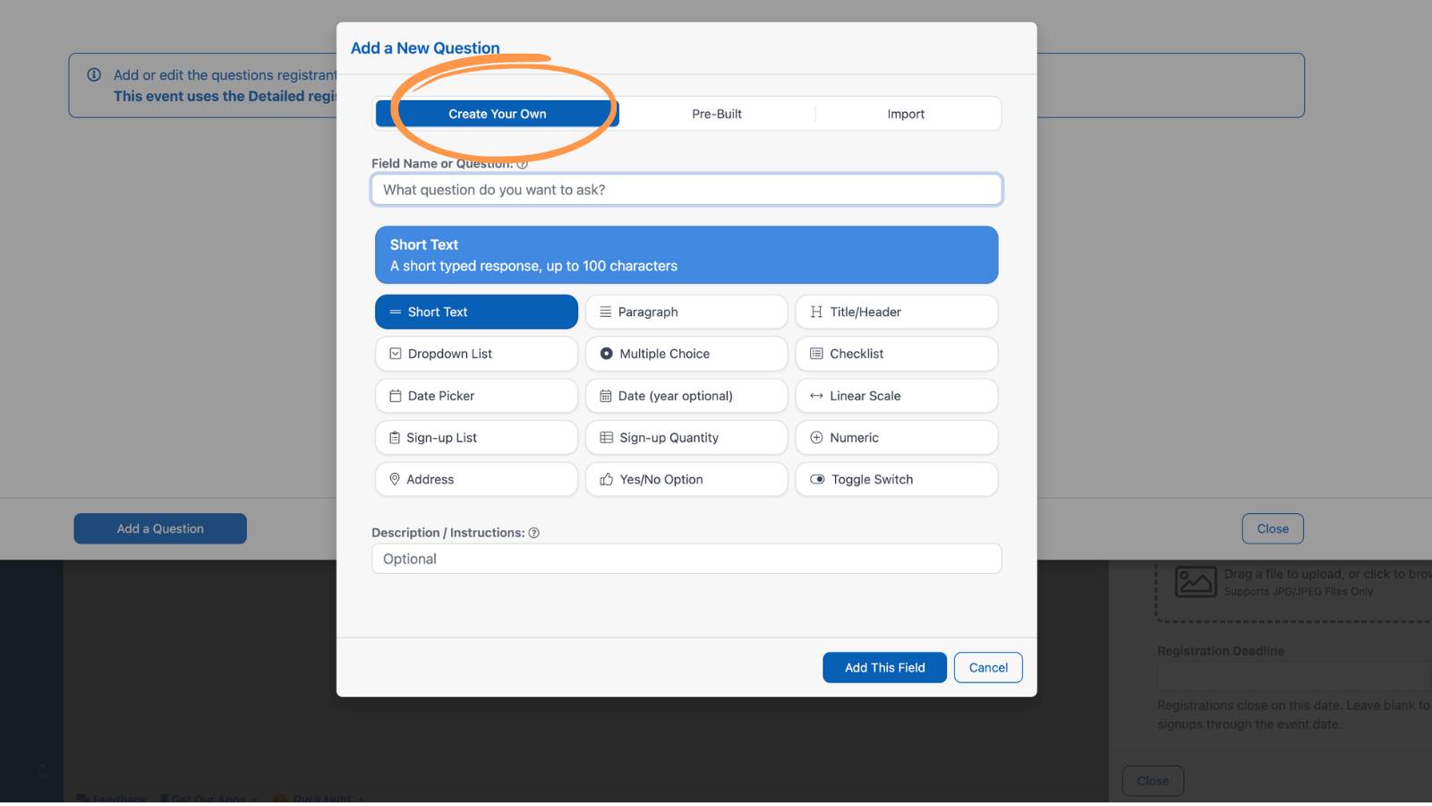 Registrations Form Questions