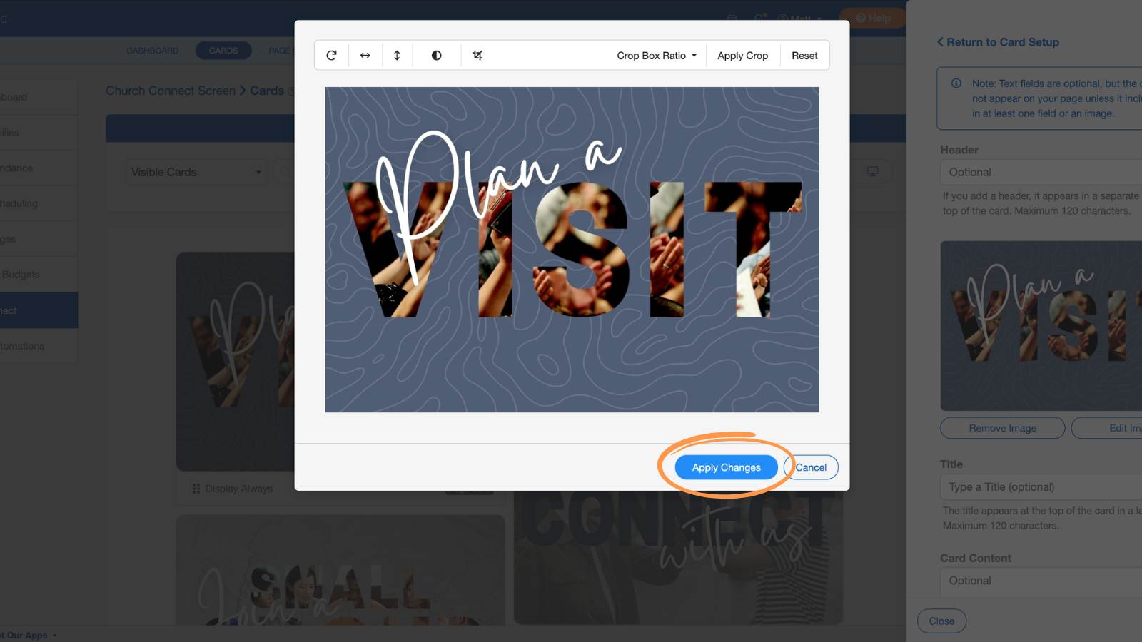 Church Connect Creating and Editing Cards 12