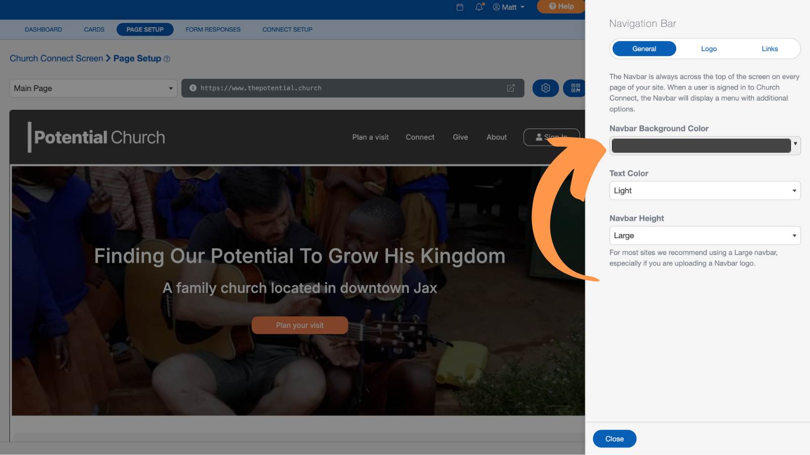Church Connect Page Setup 2