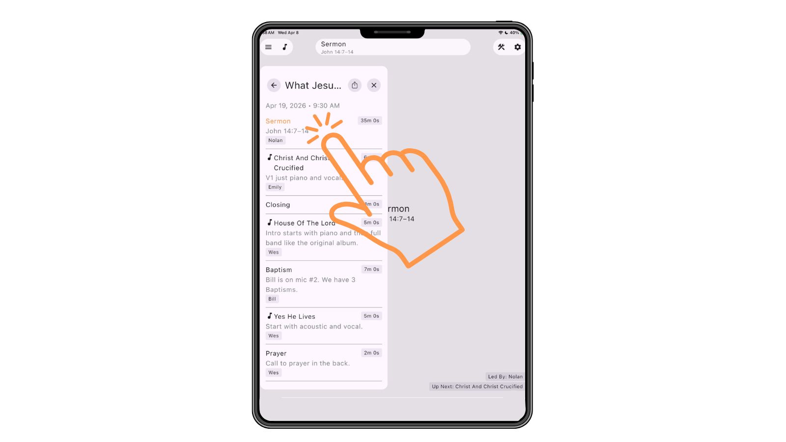 Support Worship Scheduling App Services 2