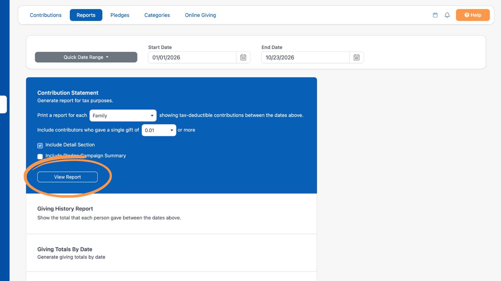 Giving Contribution Statements