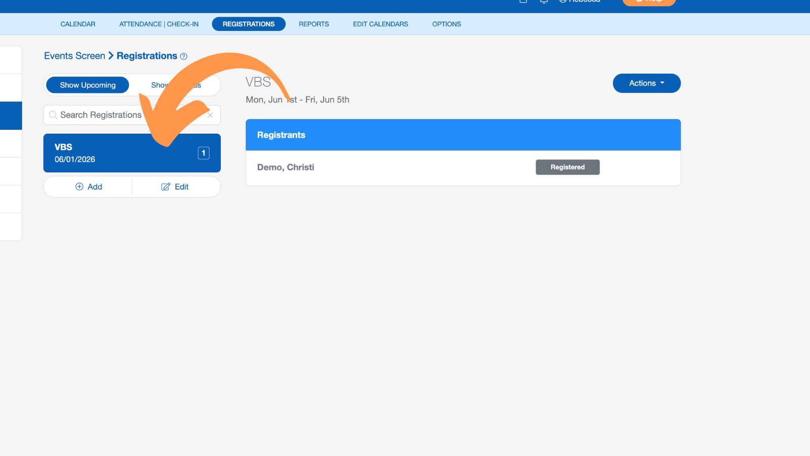 Support Events and Registrations View 2