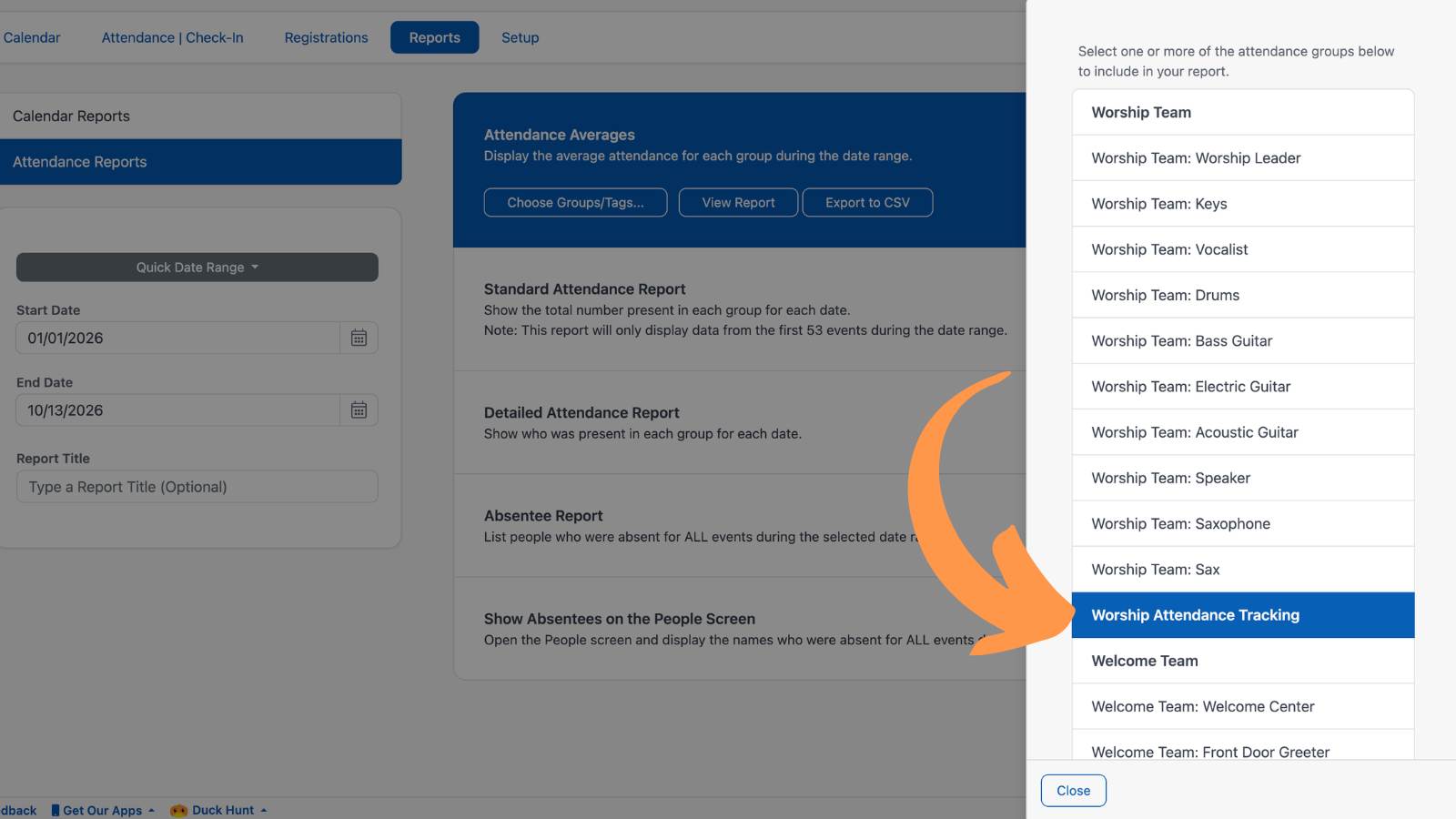 Printing Attendance Reports 2
