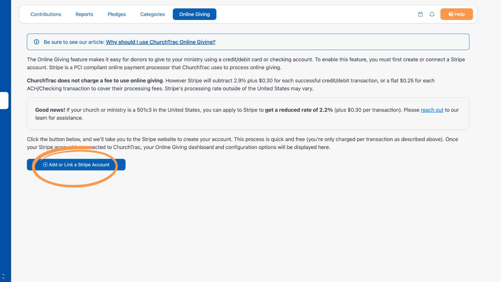 Giving Setting up Online Giving
