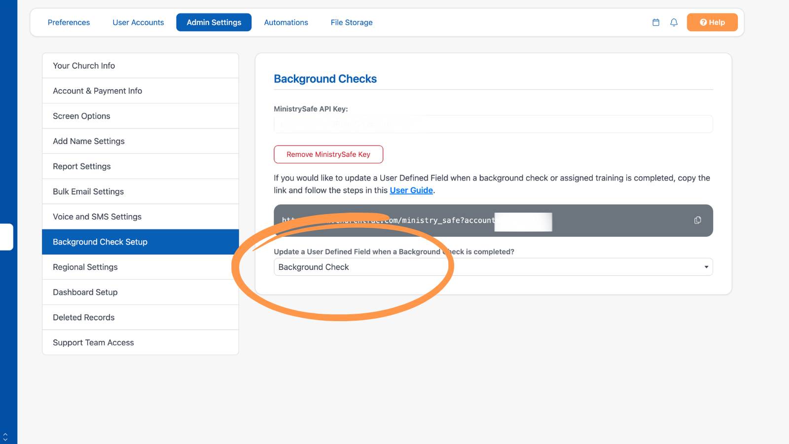 Settings Admin Settings Background Check Udf